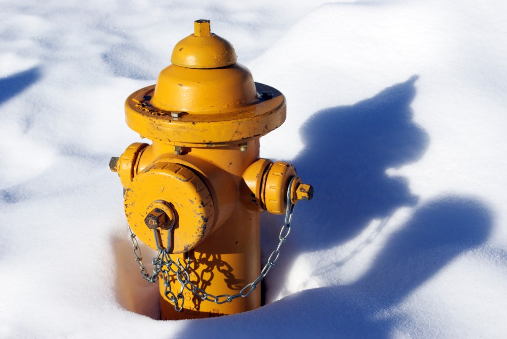 L.E. Paulson©     Solitary Sentinel  -  Yellow fire hydrant in deep snow.